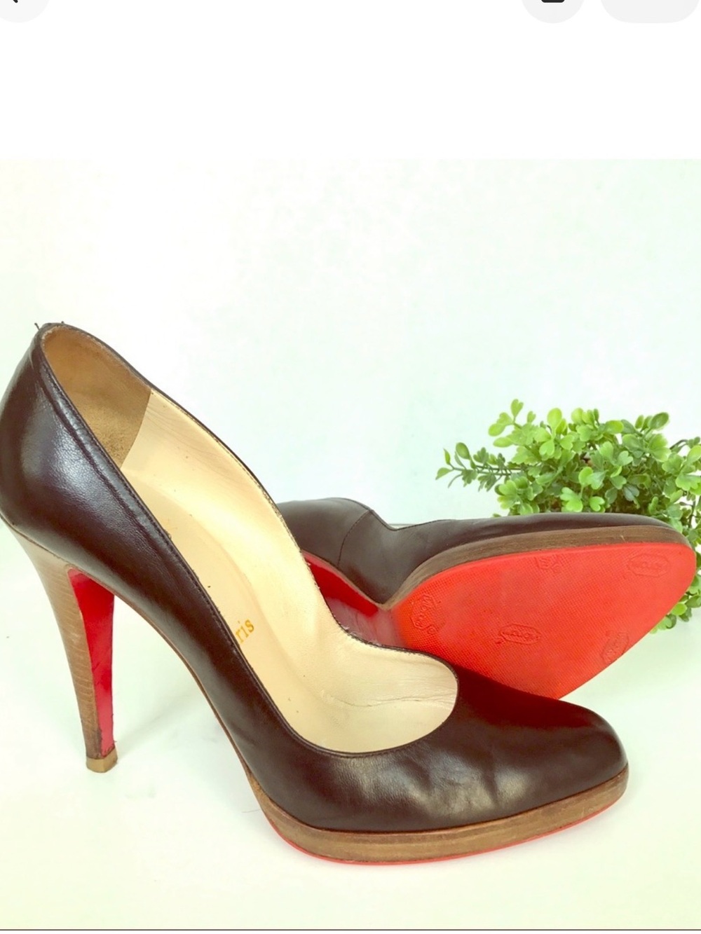 Christian Louboutin Black Leather Pumps with Red Soles